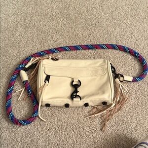Rebecca Minkoff Cream Crossbody Bag with Multicolor Strap